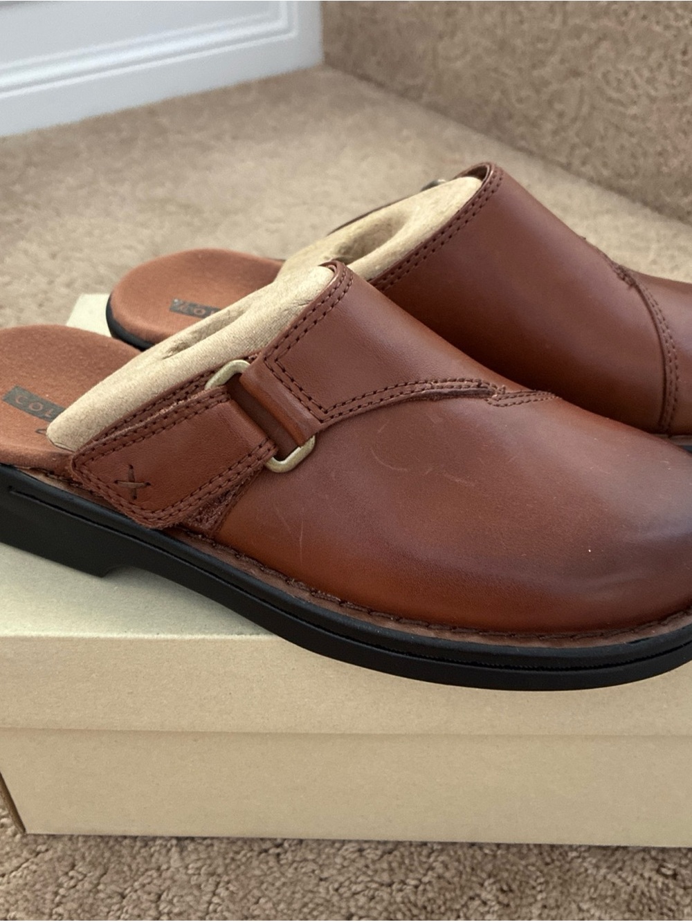 Clarks Patty Nell Brown Leather Slip-On Mule- Size 5